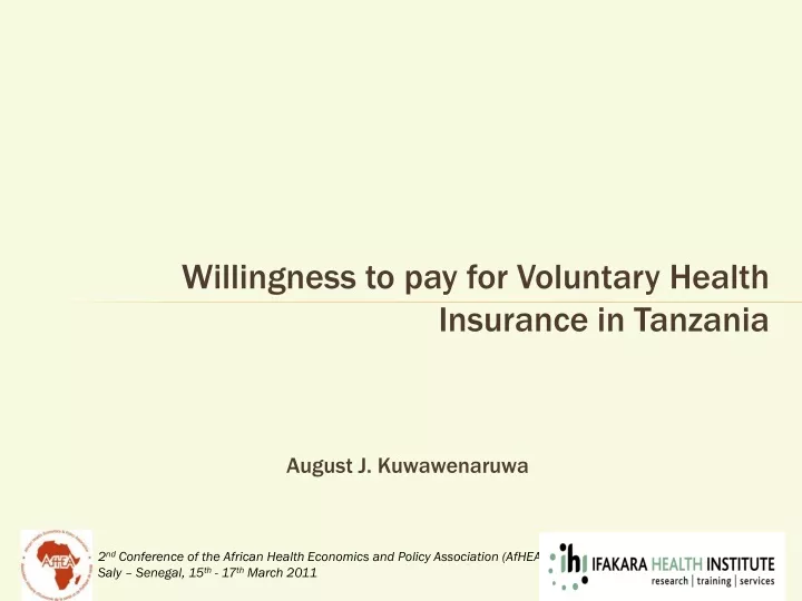 willingness to pay for voluntary health insurance in tanzania