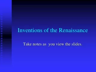 Inventions of the Renaissance