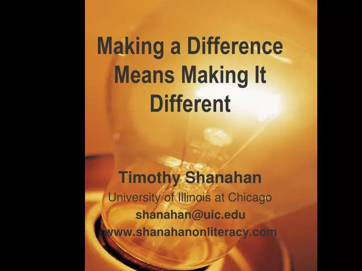 making a difference means making it different