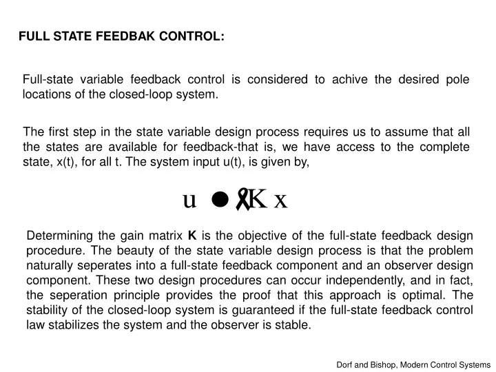 full state feedbak control
