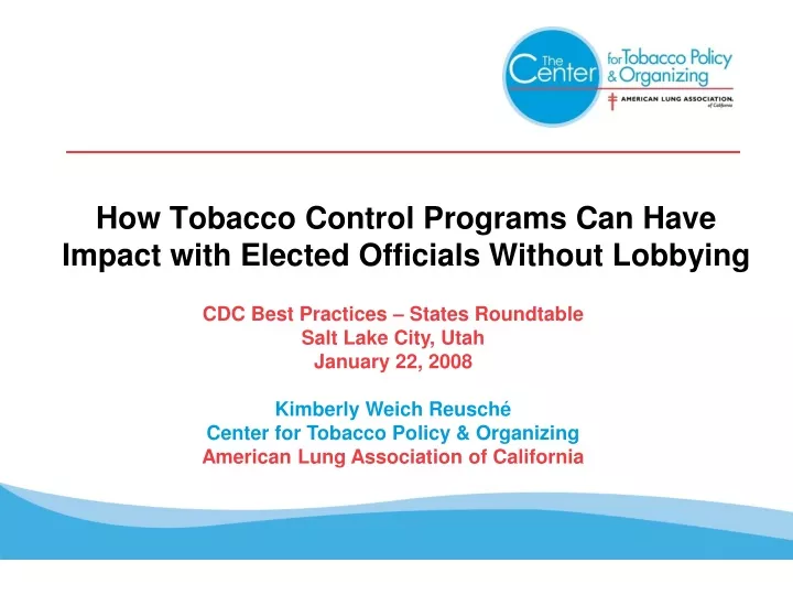 how tobacco control programs can have impact with elected officials without lobbying