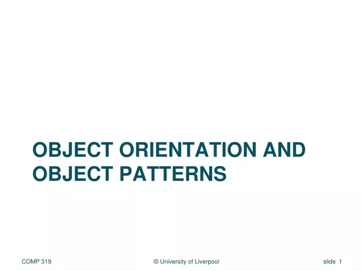object orientation and object patterns