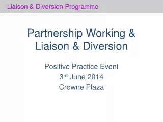 Partnership Working &amp; Liaison &amp; Diversion
