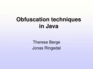 Obfuscation techniques  in Java