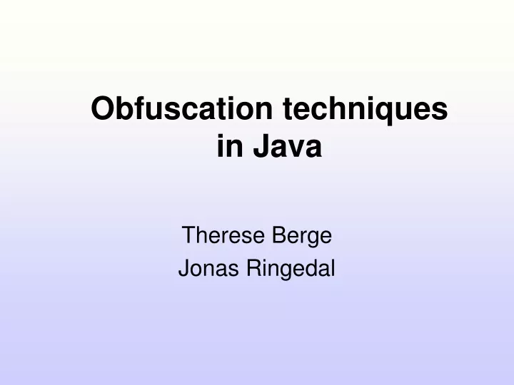 obfuscation techniques in java