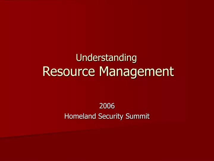 understanding resource management