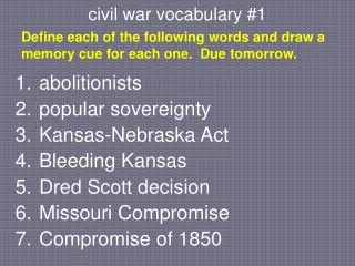 civil war vocabulary #1