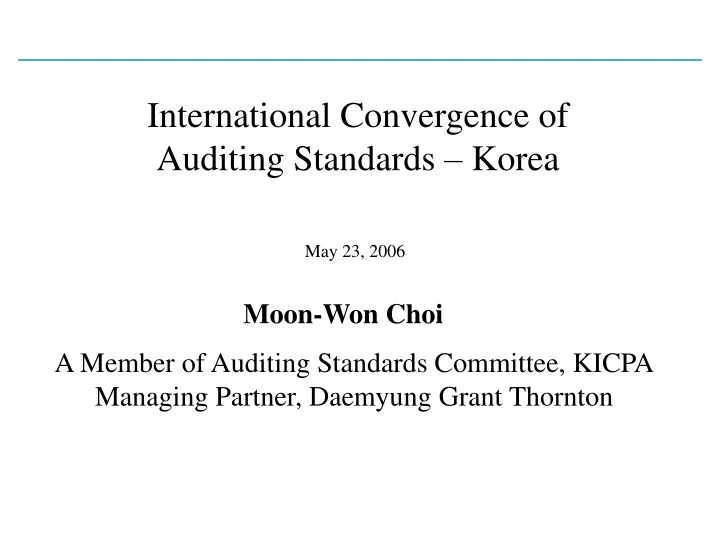 international convergence of auditing standards