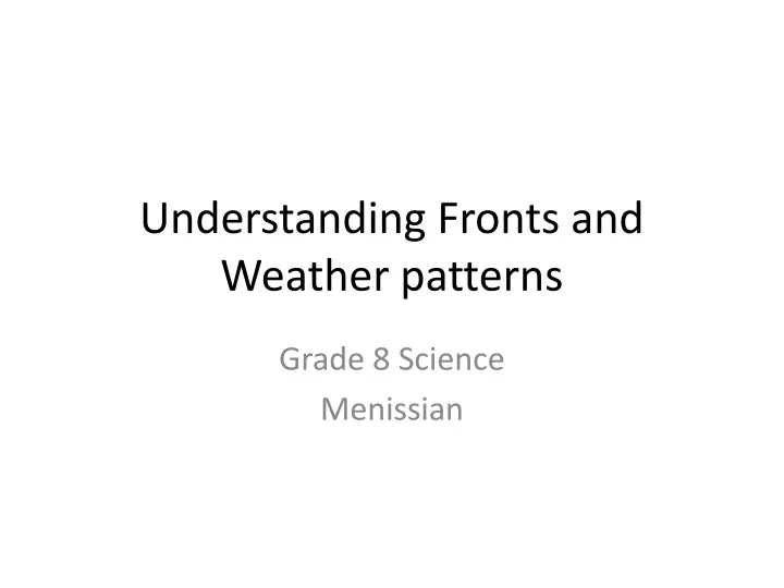 understanding fronts and weather patterns