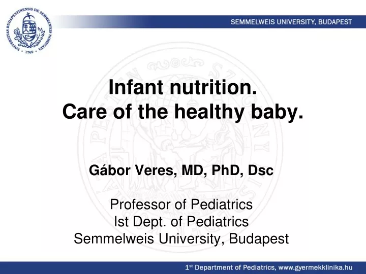 infant nutrition care of the healthy baby