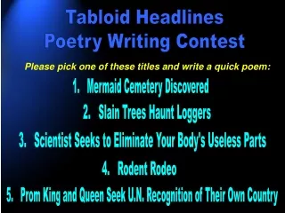 Tabloid Headlines Poetry Writing Contest