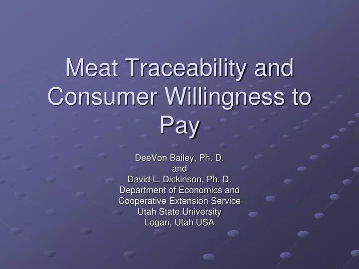 meat traceability and consumer willingness to pay
