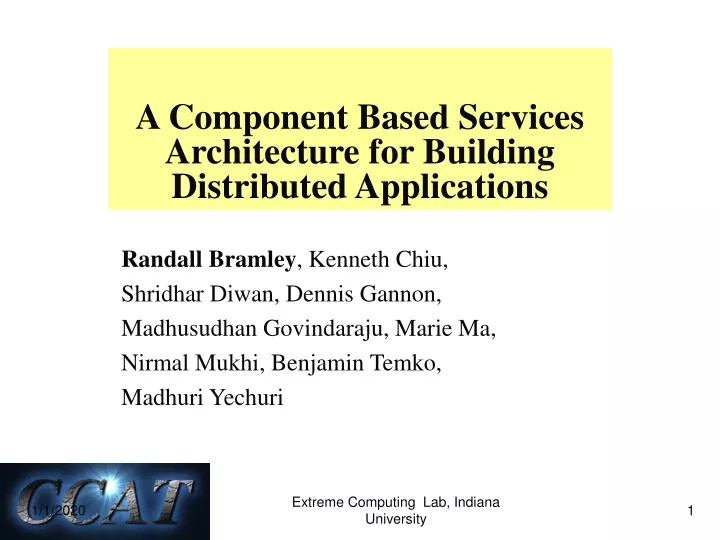 a component based services architecture for building distributed applications