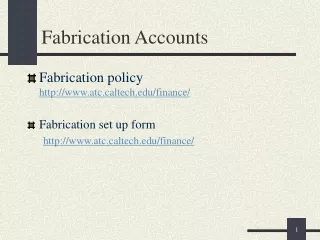 Fabrication Accounts