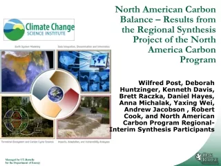 North America Carbon Program  Synthesis Objectives