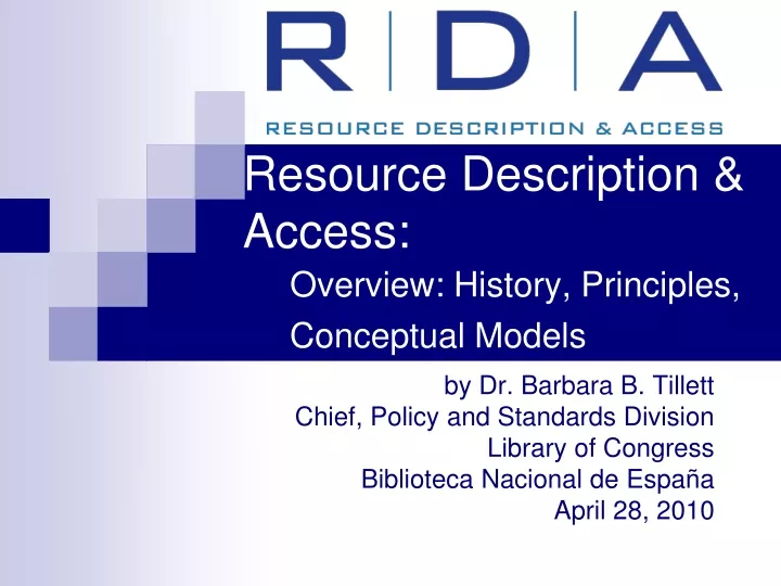 resource description access overview history principles conceptual models
