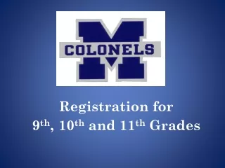 Registration for  9 th , 10 th  and 11 th  Grades