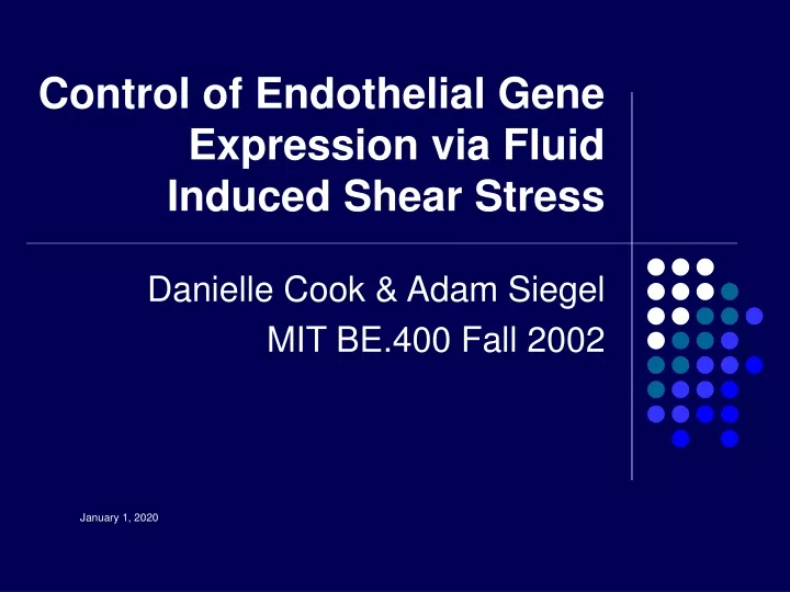 control of endothelial gene expression via fluid induced shear stress