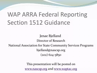 Jenae Bjelland Director of Research National Association for State Community Services Programs