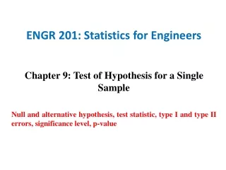 ENGR 201: Statistics for Engineers