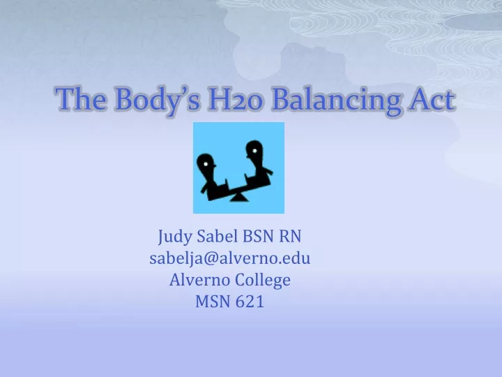 the body s h20 balancing act
