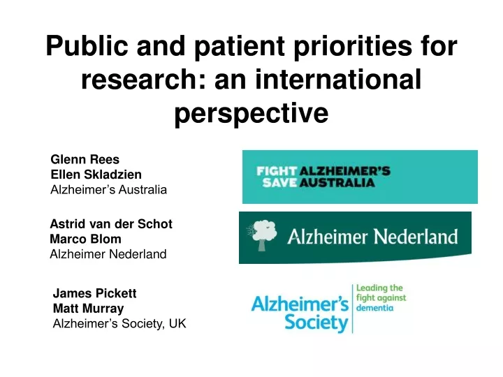public and patient priorities for research an international perspective