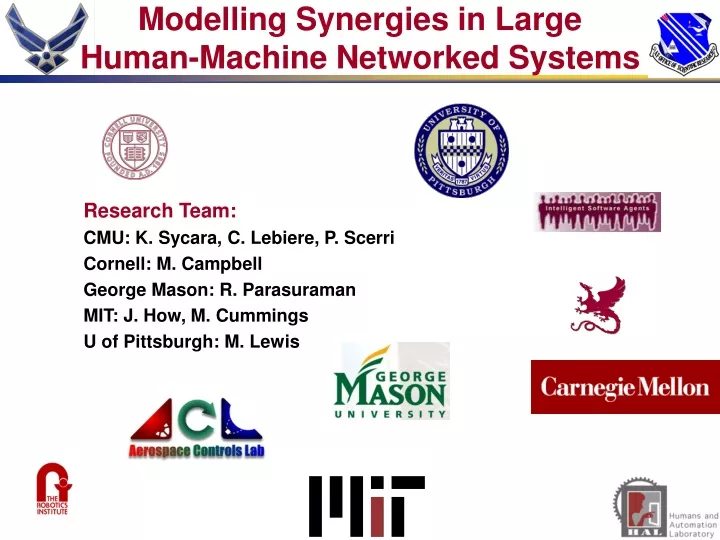 modelling synergies in large human machine networked systems