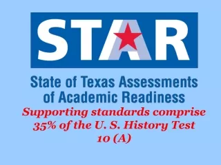 Supporting standards comprise 35% of the U. S. History Test 10 (A)