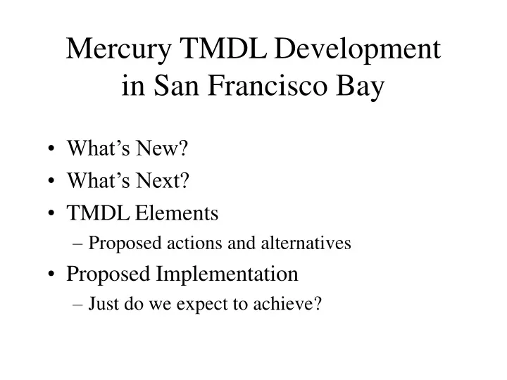 mercury tmdl development in san francisco bay