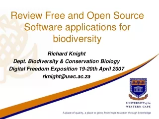 Review Free and Open Source Software applications for biodiversity