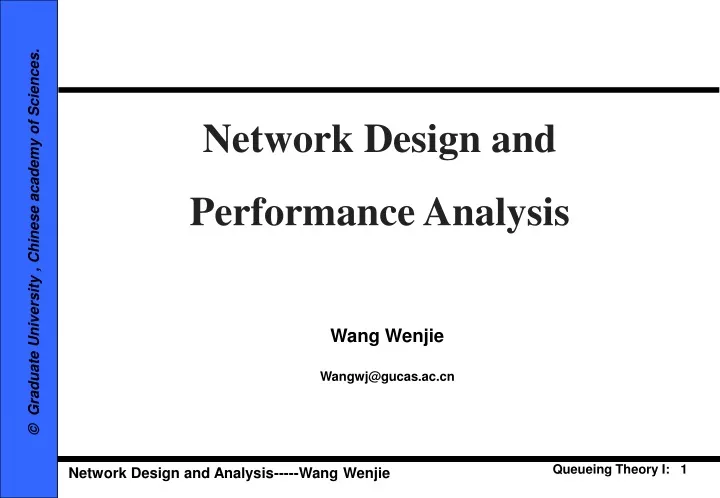network design and performance analysis