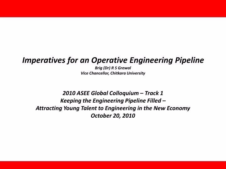 imperatives for an operative engineering pipeline