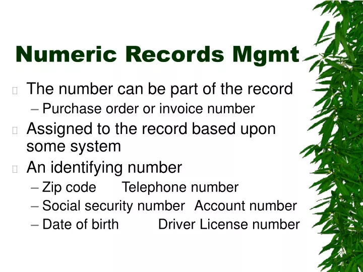 numeric records mgmt