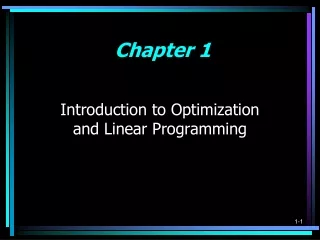 introduction to optimization and linear programming