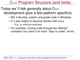 C++ Program Structure (and tools)