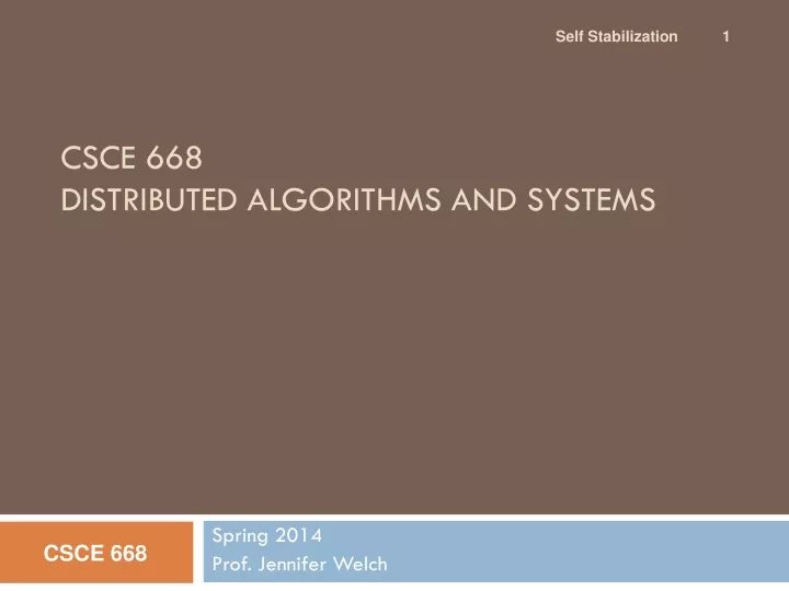 csce 668 distributed algorithms and systems