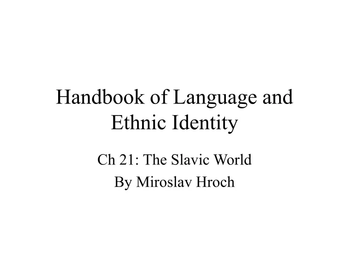 handbook of language and ethnic identity