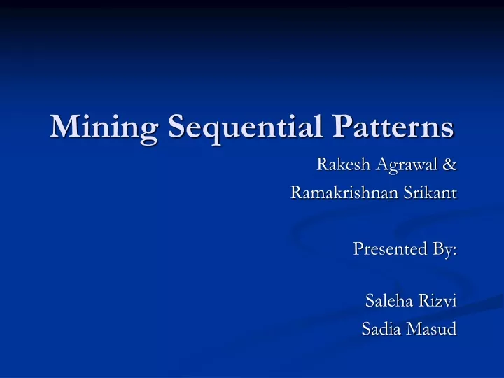 mining sequential patterns