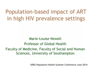 Population-based impact of ART in high HIV prevalence settings
