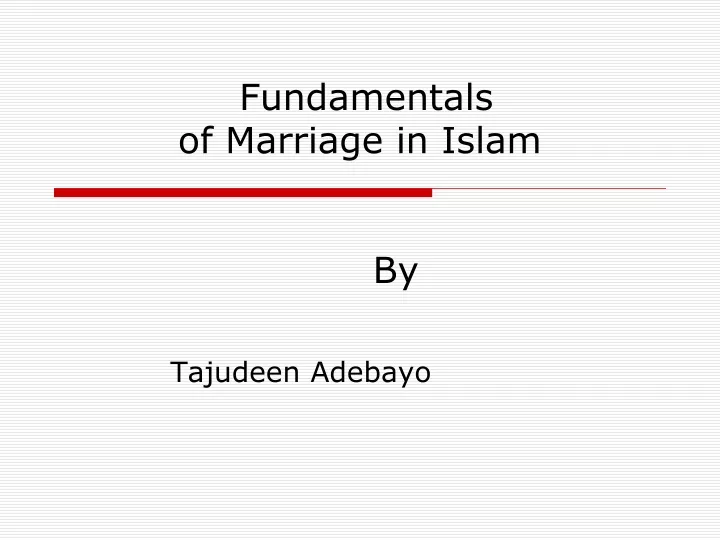 fundamentals of marriage in islam by