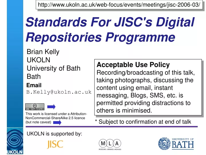 standards for jisc s digital repositories programme