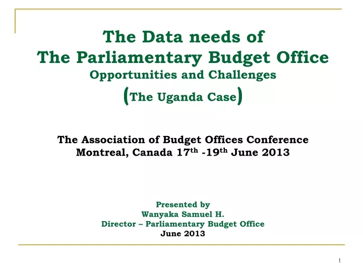 the data needs of the parliamentary budget office