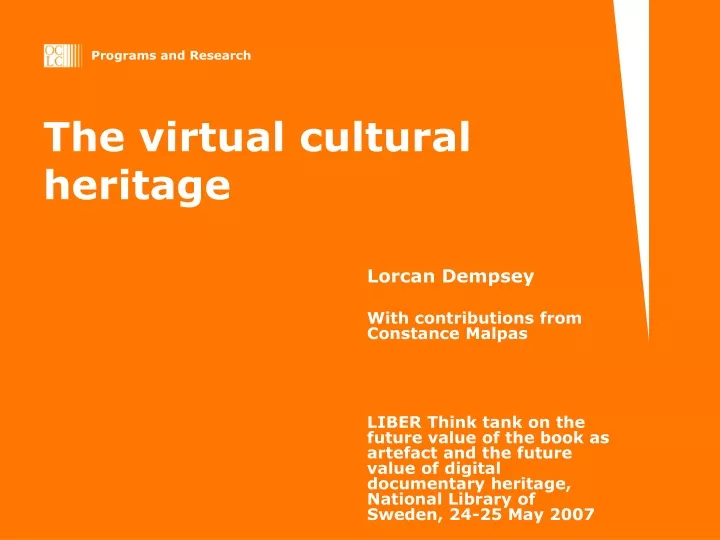 the virtual cultural heritage