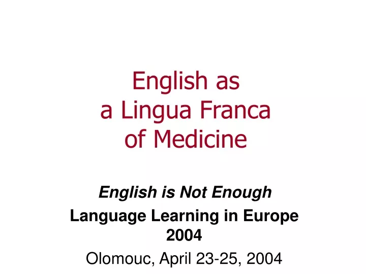 english as a lingua franca of medicine