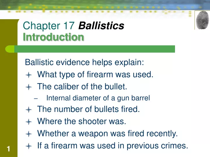 chapter 17 ballistics introduction