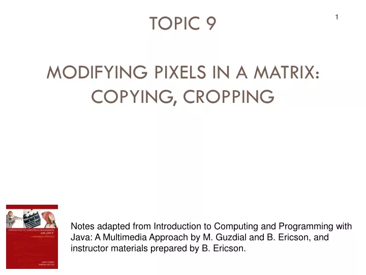 topic 9 modifying pixels in a matrix copying cropping