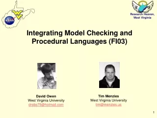 Integrating Model Checking and Procedural Languages (FI03)