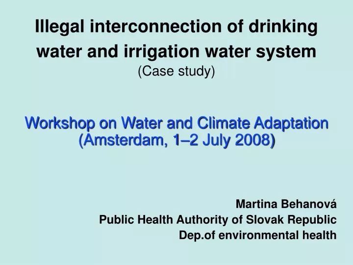 illegal interconnection of drinking water and irrigation water system case study