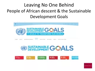 Leaving No One Behind People of African descent &amp; the Sustainable Development Goals
