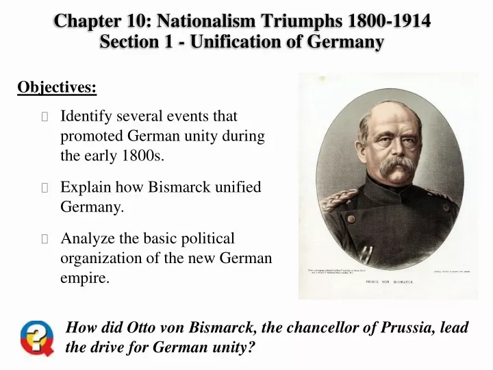 chapter 10 nationalism triumphs 1800 1914 section 1 unification of germany